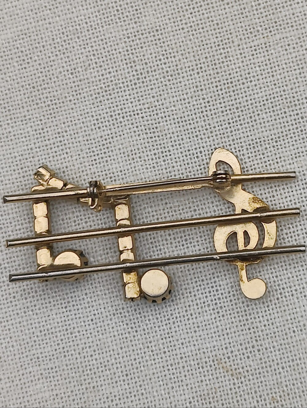 🎵 Vintage AB Crystal Music Notes Brooch - Picture 2 of 5